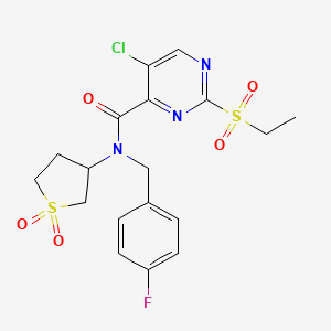 molecular formula C18H19ClFN3O5S2 B11417096 5-chloro-N-(1,1-dioxidotetrahydrothiophen-3-yl)-2-(ethylsulfonyl)-N-(4-fluorobenzyl)pyrimidine-4-carboxamide 