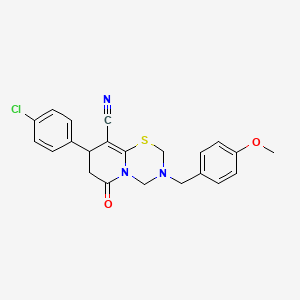 molecular formula C22H20ClN3O2S B11417107 8-(4-chlorophenyl)-3-(4-methoxybenzyl)-6-oxo-3,4,7,8-tetrahydro-2H,6H-pyrido[2,1-b][1,3,5]thiadiazine-9-carbonitrile 