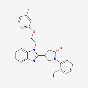 molecular formula C28H29N3O2 B11417114 1-(2-ethylphenyl)-4-{1-[2-(3-methylphenoxy)ethyl]-1H-benzimidazol-2-yl}pyrrolidin-2-one 