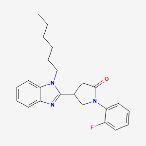 molecular formula C23H26FN3O B11417118 1-(2-fluorophenyl)-4-(1-hexyl-1H-benzimidazol-2-yl)pyrrolidin-2-one 