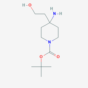 B1141715 Tert-butyl 4-amino-4-(2-hydroxyethyl)piperidine-1-carboxylate CAS No. 1312784-58-9