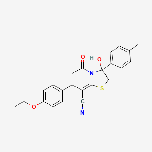 3-hydroxy-3-(4-methylphenyl)-5-oxo-7-[4-(propan-2-yloxy)phenyl]-2,3,6,7-tetrahydro-5H-[1,3]thiazolo[3,2-a]pyridine-8-carbonitrile