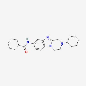 molecular formula C23H32N4O B11417178 N-(2-cyclohexyl-1,2,3,4-tetrahydropyrazino[1,2-a]benzimidazol-8-yl)cyclohexanecarboxamide 