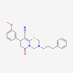 8-(3-methoxyphenyl)-6-oxo-3-(3-phenylpropyl)-3,4,7,8-tetrahydro-2H,6H-pyrido[2,1-b][1,3,5]thiadiazine-9-carbonitrile