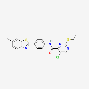 5-chloro-N-[4-(6-methyl-1,3-benzothiazol-2-yl)phenyl]-2-(propylsulfanyl)pyrimidine-4-carboxamide