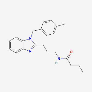 molecular formula C22H27N3O B11417192 N-{3-[1-(4-methylbenzyl)-1H-benzimidazol-2-yl]propyl}butanamide 