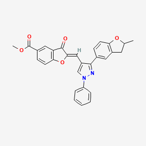 methyl (2Z)-2-{[3-(2-methyl-2,3-dihydro-1-benzofuran-5-yl)-1-phenyl-1H-pyrazol-4-yl]methylidene}-3-oxo-2,3-dihydro-1-benzofuran-5-carboxylate