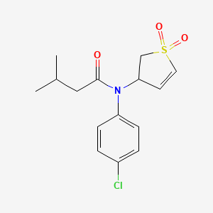 molecular formula C15H18ClNO3S B11417226 N-(4-Chlorophenyl)-N-(1,1-dioxido-2,3-dihydro-3-thiophenyl)-3-methylbutanamide 