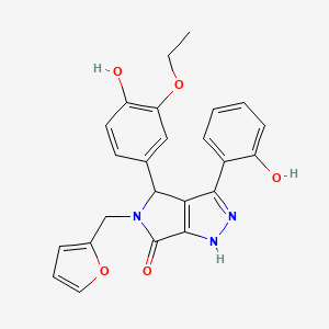 molecular formula C24H21N3O5 B11417242 4-(3-ethoxy-4-hydroxyphenyl)-5-(furan-2-ylmethyl)-3-(2-hydroxyphenyl)-4,5-dihydropyrrolo[3,4-c]pyrazol-6(1H)-one 