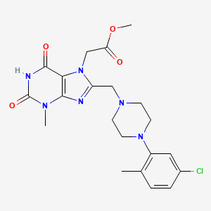 molecular formula C21H25ClN6O4 B11417250 methyl 2-(8-{[4-(5-chloro-2-methylphenyl)piperazin-1-yl]methyl}-3-methyl-2,6-dioxo-2,3,6,7-tetrahydro-1H-purin-7-yl)acetate 