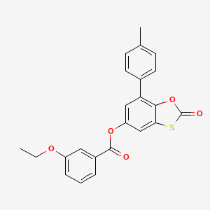 molecular formula C23H18O5S B11417293 7-(4-Methylphenyl)-2-oxo-1,3-benzoxathiol-5-yl 3-ethoxybenzoate 