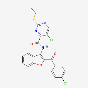 5-chloro-N-{2-[(4-chlorophenyl)carbonyl]-1-benzofuran-3-yl}-2-(ethylsulfanyl)pyrimidine-4-carboxamide