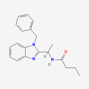 molecular formula C20H23N3O B11417314 N-[1-(1-benzyl-1H-benzimidazol-2-yl)ethyl]butanamide 