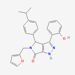 molecular formula C25H23N3O3 B11417342 5-(furan-2-ylmethyl)-3-(2-hydroxyphenyl)-4-[4-(propan-2-yl)phenyl]-4,5-dihydropyrrolo[3,4-c]pyrazol-6(1H)-one 