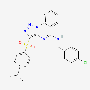 molecular formula C25H22ClN5O2S B11417347 N-(4-chlorobenzyl)-3-{[4-(propan-2-yl)phenyl]sulfonyl}[1,2,3]triazolo[1,5-a]quinazolin-5-amine 