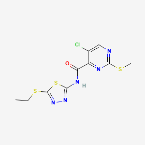 5-chloro-N-[5-(ethylsulfanyl)-1,3,4-thiadiazol-2-yl]-2-(methylsulfanyl)pyrimidine-4-carboxamide