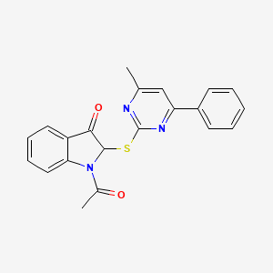 molecular formula C21H17N3O2S B11417382 1-acetyl-2-[(4-methyl-6-phenylpyrimidin-2-yl)sulfanyl]-1,2-dihydro-3H-indol-3-one 