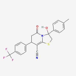 3-hydroxy-3-(4-methylphenyl)-5-oxo-7-[4-(trifluoromethyl)phenyl]-2,3,6,7-tetrahydro-5H-[1,3]thiazolo[3,2-a]pyridine-8-carbonitrile