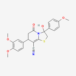 molecular formula C23H22N2O5S B11417441 7-(3,4-dimethoxyphenyl)-3-hydroxy-3-(4-methoxyphenyl)-5-oxo-2,3,6,7-tetrahydro-5H-[1,3]thiazolo[3,2-a]pyridine-8-carbonitrile 