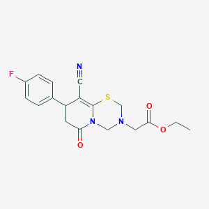 ethyl [9-cyano-8-(4-fluorophenyl)-6-oxo-7,8-dihydro-2H,6H-pyrido[2,1-b][1,3,5]thiadiazin-3(4H)-yl]acetate