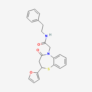 2-(2-(furan-2-yl)-4-oxo-3,4-dihydrobenzo[b][1,4]thiazepin-5(2H)-yl)-N-phenethylacetamide