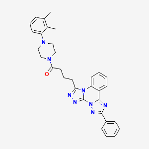 molecular formula C32H32N8O B11417526 1-[4-(2,3-dimethylphenyl)piperazin-1-yl]-4-(9-phenyl-2,4,5,7,8,10-hexazatetracyclo[10.4.0.02,6.07,11]hexadeca-1(16),3,5,8,10,12,14-heptaen-3-yl)butan-1-one 