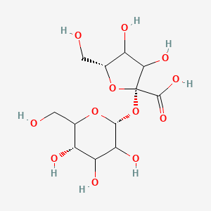 B1141754 (2R,5R)-3,4-dihydroxy-5-(hydroxymethyl)-2-[(2R,5S)-3,4,5-trihydroxy-6-(hydroxymethyl)oxan-2-yl]oxyoxolane-2-carboxylic acid CAS No. 150787-99-8