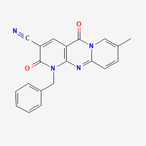 7-benzyl-13-methyl-2,6-dioxo-1,7,9-triazatricyclo[8.4.0.03,8]tetradeca-3(8),4,9,11,13-pentaene-5-carbonitrile