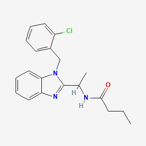 molecular formula C20H22ClN3O B11417562 N-{1-[1-(2-chlorobenzyl)-1H-benzimidazol-2-yl]ethyl}butanamide 