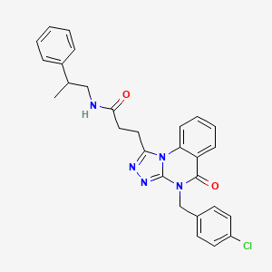 molecular formula C28H26ClN5O2 B11417569 3-(4-(4-chlorobenzyl)-5-oxo-4,5-dihydro-[1,2,4]triazolo[4,3-a]quinazolin-1-yl)-N-(2-phenylpropyl)propanamide 