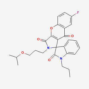 molecular formula C27H27FN2O5 B11417602 7-fluoro-2-[3-(propan-2-yloxy)propyl]-1'-propyl-2H-spiro[chromeno[2,3-c]pyrrole-1,3'-indole]-2',3,9(1'H)-trione 