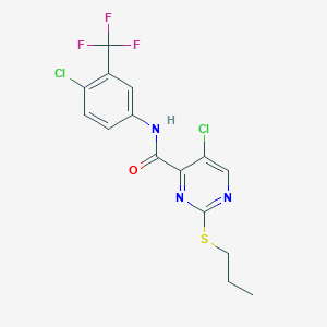 5-chloro-N-[4-chloro-3-(trifluoromethyl)phenyl]-2-(propylsulfanyl)pyrimidine-4-carboxamide