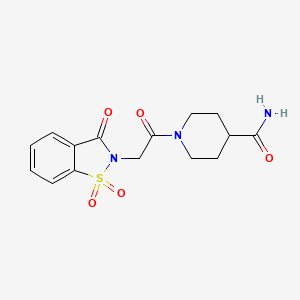 1-[(1,1-dioxido-3-oxo-1,2-benzothiazol-2(3H)-yl)acetyl]piperidine-4-carboxamide