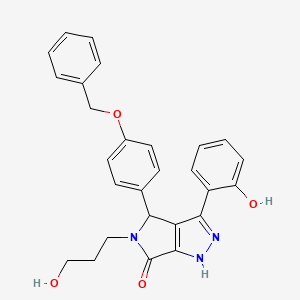 molecular formula C27H25N3O4 B11417642 4-[4-(benzyloxy)phenyl]-3-(2-hydroxyphenyl)-5-(3-hydroxypropyl)-4,5-dihydropyrrolo[3,4-c]pyrazol-6(1H)-one 