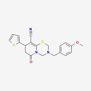 3-(4-methoxybenzyl)-6-oxo-8-(thiophen-2-yl)-3,4,7,8-tetrahydro-2H,6H-pyrido[2,1-b][1,3,5]thiadiazine-9-carbonitrile