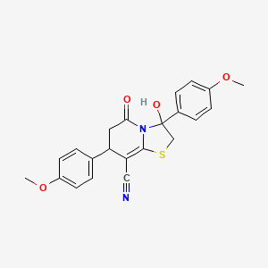 molecular formula C22H20N2O4S B11417665 3-hydroxy-3,7-bis(4-methoxyphenyl)-5-oxo-2,3,6,7-tetrahydro-5H-[1,3]thiazolo[3,2-a]pyridine-8-carbonitrile 