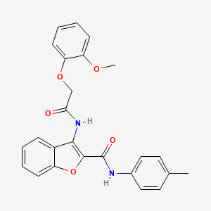 molecular formula C25H22N2O5 B11417688 3-(2-(2-methoxyphenoxy)acetamido)-N-(p-tolyl)benzofuran-2-carboxamide 