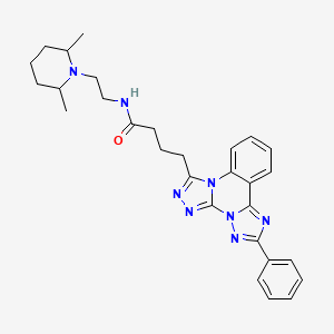 molecular formula C29H34N8O B11417698 N-[2-(2,6-dimethylpiperidin-1-yl)ethyl]-4-(9-phenyl-2,4,5,7,8,10-hexazatetracyclo[10.4.0.02,6.07,11]hexadeca-1(16),3,5,8,10,12,14-heptaen-3-yl)butanamide 