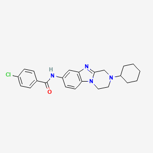 4-chloro-N-(2-cyclohexyl-1,2,3,4-tetrahydropyrazino[1,2-a]benzimidazol-8-yl)benzamide