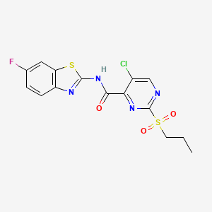 molecular formula C15H12ClFN4O3S2 B11417776 5-chloro-N-(6-fluoro-1,3-benzothiazol-2-yl)-2-(propylsulfonyl)pyrimidine-4-carboxamide 