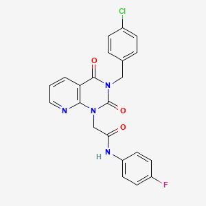 molecular formula C22H16ClFN4O3 B11417808 2-{3-[(4-chlorophenyl)methyl]-2,4-dioxo-1H,2H,3H,4H-pyrido[2,3-d]pyrimidin-1-yl}-N-(4-fluorophenyl)acetamide 