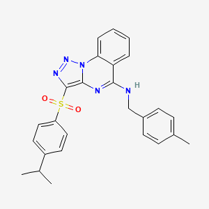 molecular formula C26H25N5O2S B11417833 N-(4-methylbenzyl)-3-{[4-(propan-2-yl)phenyl]sulfonyl}[1,2,3]triazolo[1,5-a]quinazolin-5-amine 