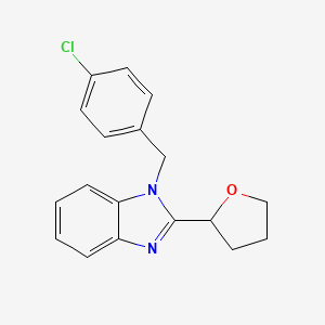 molecular formula C18H17ClN2O B11417859 2-{1-[(4-Chlorophenyl)methyl]benzimidazol-2-yl}oxolane 