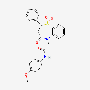 molecular formula C24H22N2O5S B11417930 2-(1,1-dioxido-4-oxo-2-phenyl-3,4-dihydro-1,5-benzothiazepin-5(2H)-yl)-N-(4-methoxyphenyl)acetamide 