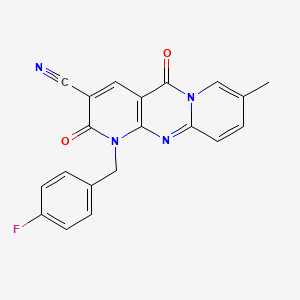 molecular formula C20H13FN4O2 B11417972 7-[(4-fluorophenyl)methyl]-13-methyl-2,6-dioxo-1,7,9-triazatricyclo[8.4.0.03,8]tetradeca-3(8),4,9,11,13-pentaene-5-carbonitrile 