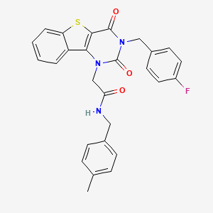 molecular formula C27H22FN3O3S B11418000 2-[3-(4-fluorobenzyl)-2,4-dioxo-3,4-dihydro[1]benzothieno[3,2-d]pyrimidin-1(2H)-yl]-N-(4-methylbenzyl)acetamide 