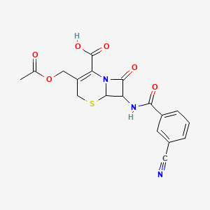 molecular formula C18H15N3O6S B11418007 3-[(Acetyloxy)methyl]-7-{[(3-cyanophenyl)carbonyl]amino}-8-oxo-5-thia-1-azabicyclo[4.2.0]oct-2-ene-2-carboxylic acid 