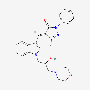 (4E)-4-({1-[2-hydroxy-3-(morpholin-4-yl)propyl]-1H-indol-3-yl}methylidene)-5-methyl-2-phenyl-2,4-dihydro-3H-pyrazol-3-one