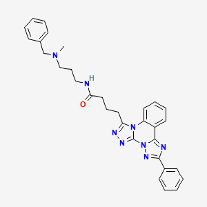 molecular formula C31H32N8O B11418056 N-[3-[benzyl(methyl)amino]propyl]-4-(9-phenyl-2,4,5,7,8,10-hexazatetracyclo[10.4.0.02,6.07,11]hexadeca-1(16),3,5,8,10,12,14-heptaen-3-yl)butanamide 