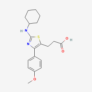 molecular formula C19H24N2O3S B11418057 3-[2-(cyclohexylamino)-4-(4-methoxyphenyl)-1,3-thiazol-5-yl]propanoic Acid 